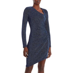 Asymmetrisches Cocktail- und Partykleid in Metallic-Optik