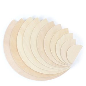 11 große Holz-Regenbogen-Stapelhalbkreise und Bauplatten in Naturfarben