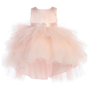 Baby-Blumenmädchenkleid mit mehrstufigem Rüschen-Tutu und Vokuhila-Saum – Altrosa, Größen 6–24M