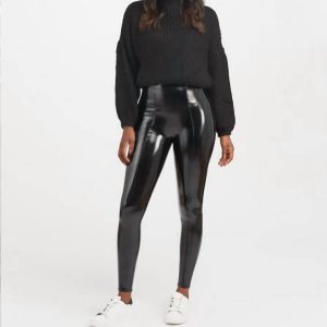 Leggings – Lacklederimitat, Schwarz
