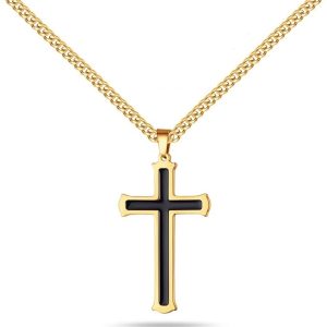 18k Modern Cross 7733298298940 Halskette – Schwarz, Gold