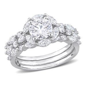 Mimi & Max Vintage-Blumenring aus Sterlingsilber mit synthetischem Moissanit – 3 ct DEW