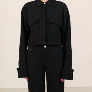 Moon Classic Bluse – kurz, Schwarz