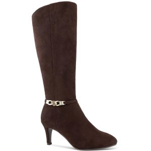 Hanna kniehohe Stiefel aus Velourslederimitat zum Hineinschlüpfen