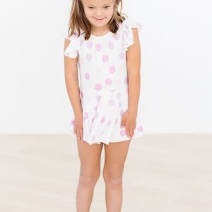 Twirl Gymnastikbody – Punktemuster, Pastellfarben, Kurzarm