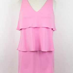MOSCHINO BOUTIQUE rosa ärmelloses Damenkleid mit Rüschen und Stufen