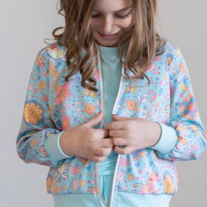 Retro Unicorns Jacke – Satin, Blau
