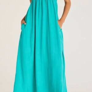 Beachside Tropical Midikleid – Petrol