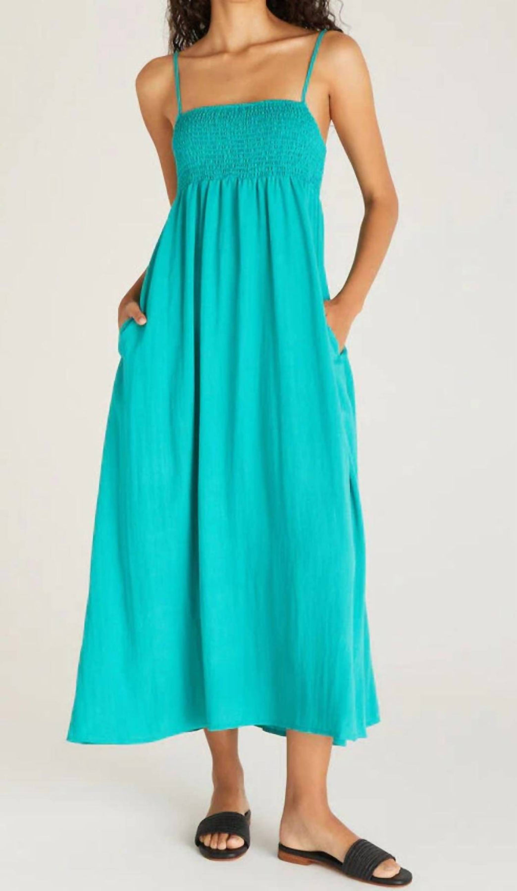 Beachside Tropical Midikleid – Petrol