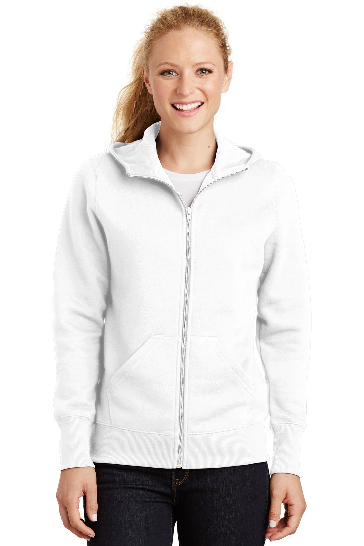Sport-Tek Damen-Fleecejacke mit Kapuze und durchgehendem Reißverschluss – L265