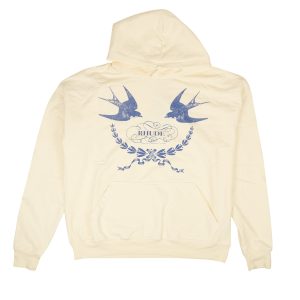 Vintage Sparrow Kapuzenpullover – Baumwolle, Weiß