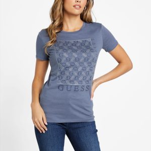 Naty T-Shirt mit Rundhalsausschnitt und Strassbesatz