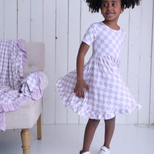 PERIWINKLE CHECKS Dream-Kleid mit Rüschen