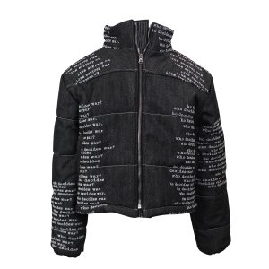 Who Decides War Signature Scripture Pufferjacke in Schwarz