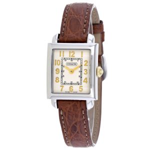 Coach Damen Quarzuhr – Zifferblatt: Beige, braunes Lederarmband, Silberfarben