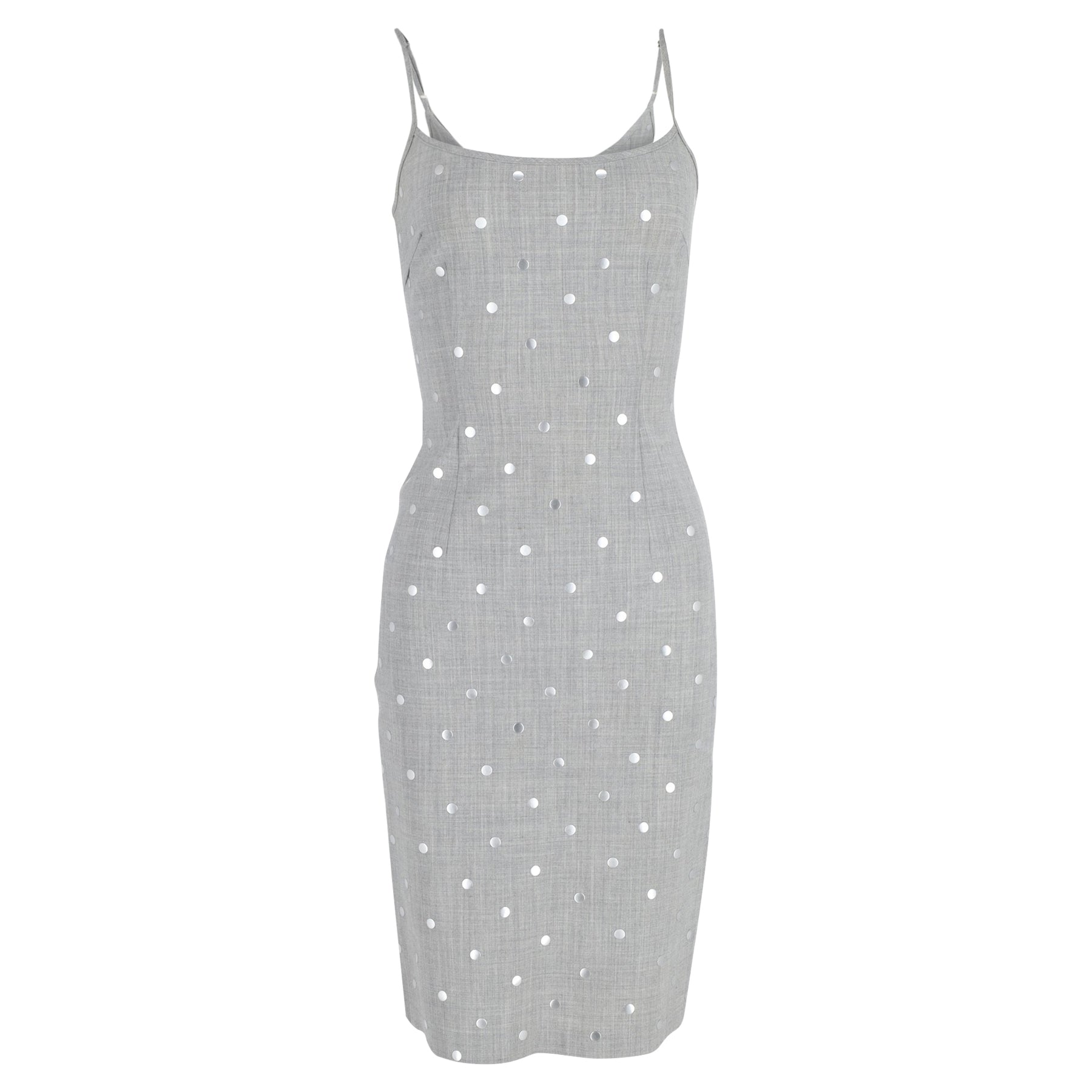 Moschino Jeans Midi-Kleid aus Polyester mit Punktemuster – Grau