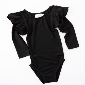 Gymnastikbody – lange Flügelärmel, Schwarz