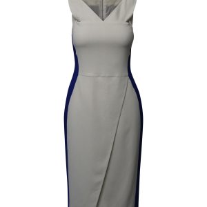 Antonio Berardi ärmelloses Midikleid aus Acetat im Colorblock-Design – Weiß/Blau