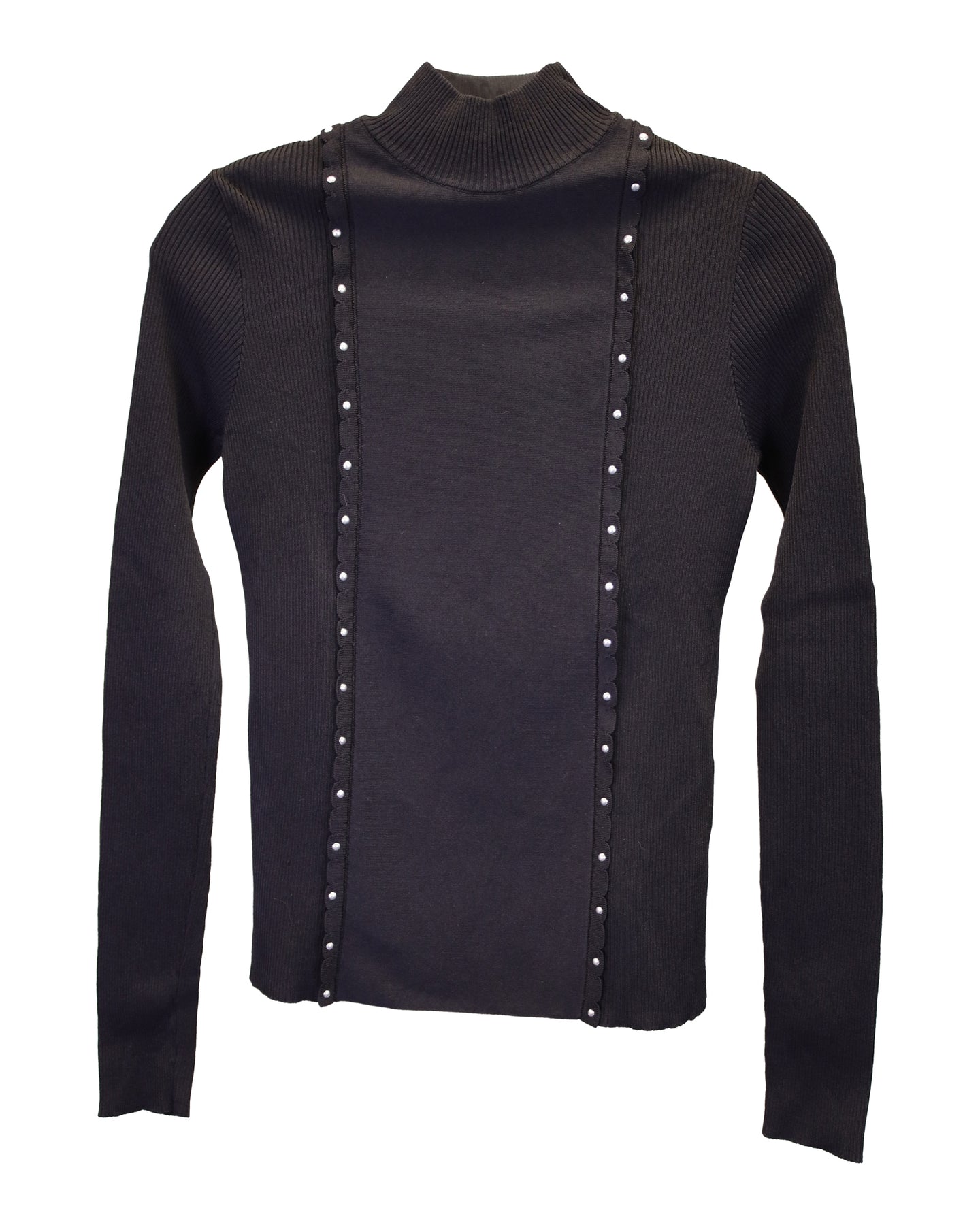 Red Valentino Rollkragenpullover aus schwarzer Viskose mit Nieten – 7748658495548