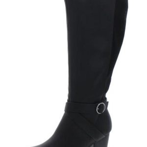 Damen kniehohe Stiefel – Kunstleder, hoher Schaft