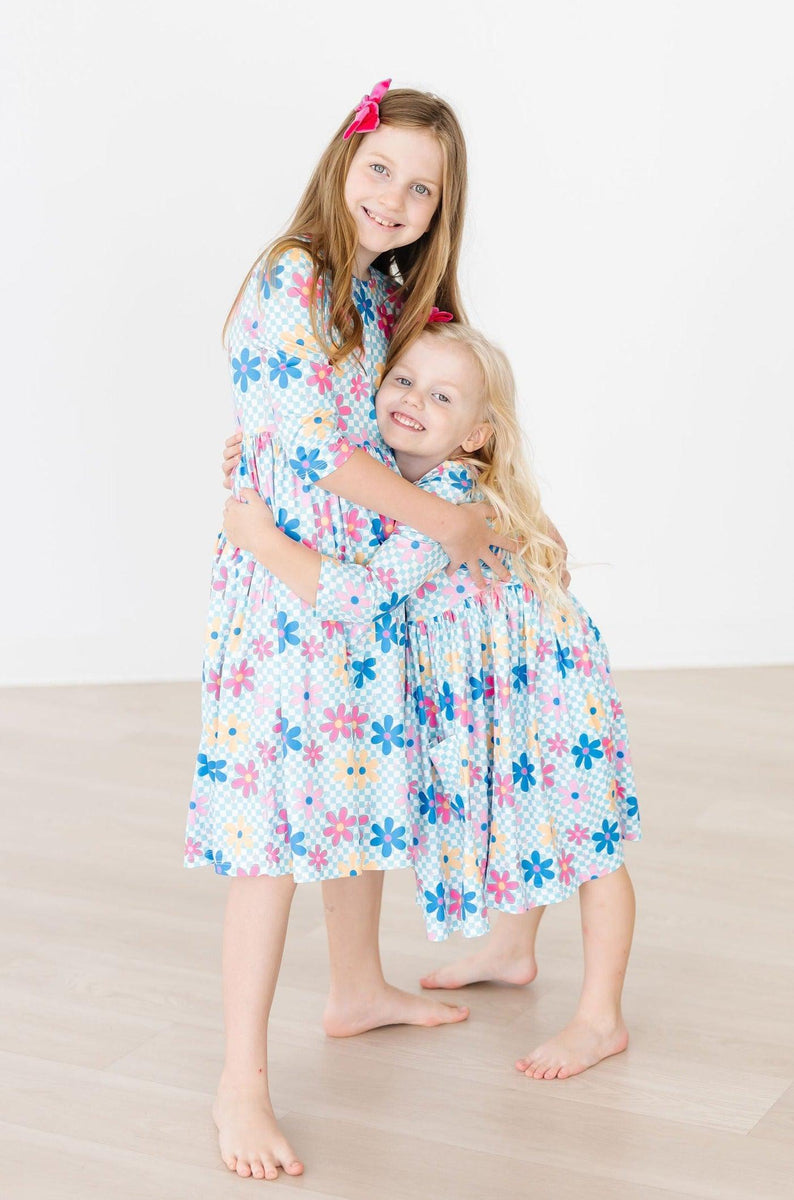 Crazy Daisy Kleid mit schwingendem Rock – 3/4-Ärmel, Taschen