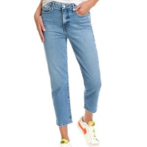GOOD AMERICAN Good Girlfriend Jeans in Kurzgröße – Blau