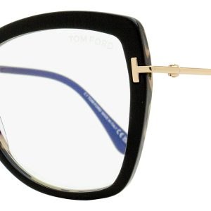 Tom Ford TF5882B 005 55mm Brille – Schmetterlingsform, Damen, Schwarz, Gold