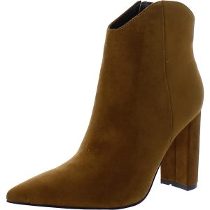 Stiefeletten aus Velourslederimitat mit spitzer Zehenpartie