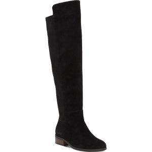 Lockere Overknee-Stiefel aus Veloursleder mit mandelförmiger Zehenpartie