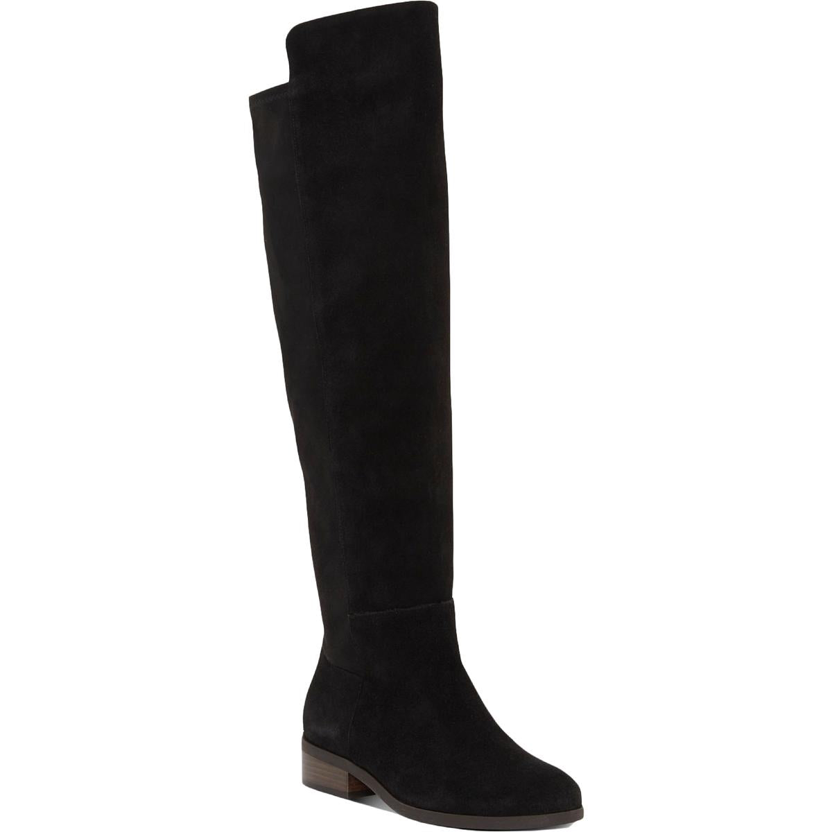 Lockere Overknee-Stiefel aus Veloursleder mit mandelförmiger Zehenpartie