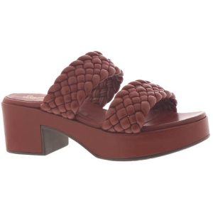 Novelty Sandalen – Leder, gewebt, Absatz