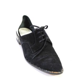 Freda Salvador Shoe Loafer – runde Zehenpartie, Schnürung, Damen, Cut-outs, Schwarz, Ohrstecker