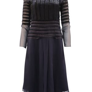 Oscar De La Renta Kleid – Seide, mit Spitze, Blau – 7748651614268