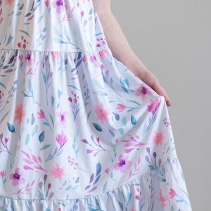 Wildflowers Maxikleid – Rüschen, Pastellfarben