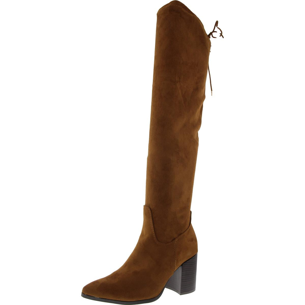 Overknee-Stiefel – Velourslederimitat, Tunnelzug, Saum