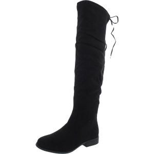 Stiefel – Velourslederimitat, oberschenkelhoch, hoher Schaft