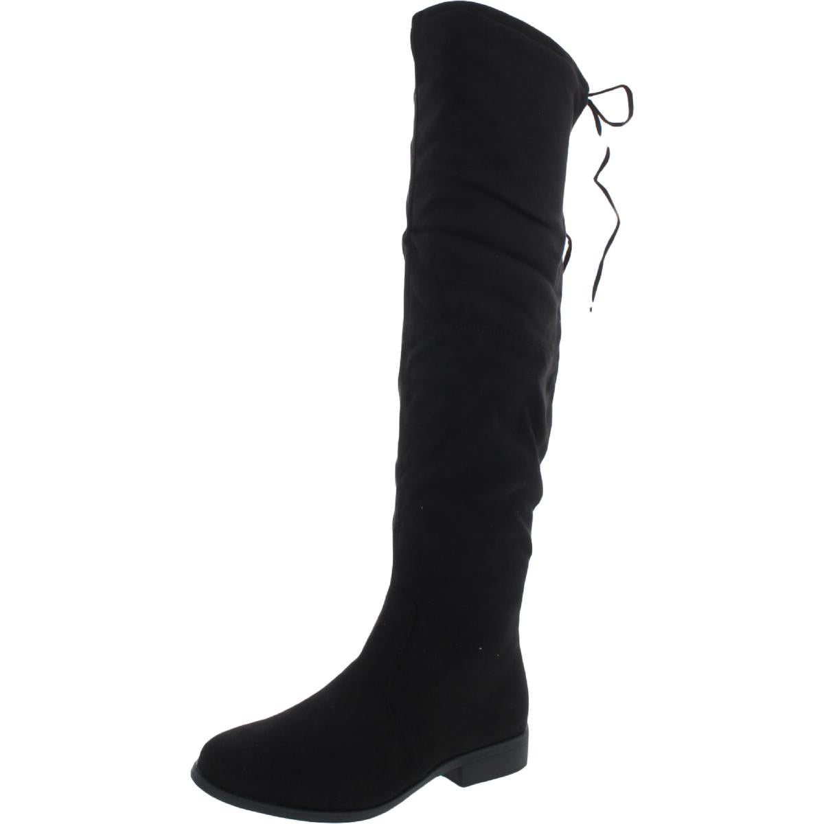 Stiefel – Velourslederimitat, oberschenkelhoch, hoher Schaft