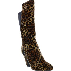Chrome Curved halbhohe Stiefel – Samt, Absatz