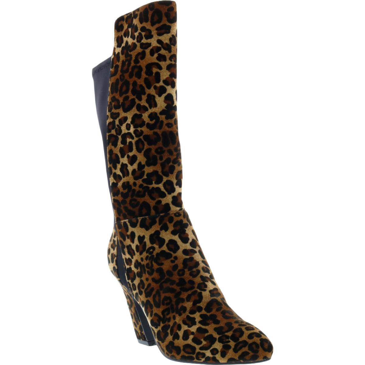 Chrome Curved halbhohe Stiefel – Samt, Absatz