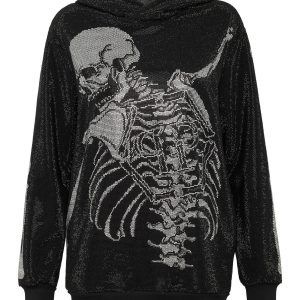 Full Stones Skeleton Kapuzen-Sweatshirt