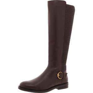 Boot kniehohe Stiefel – Leder, Stretch, Reißverschluss, Kleeblattmotiv