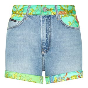 Denim-Hotpants mit hohem Bund und New-Baroque-Einsatz