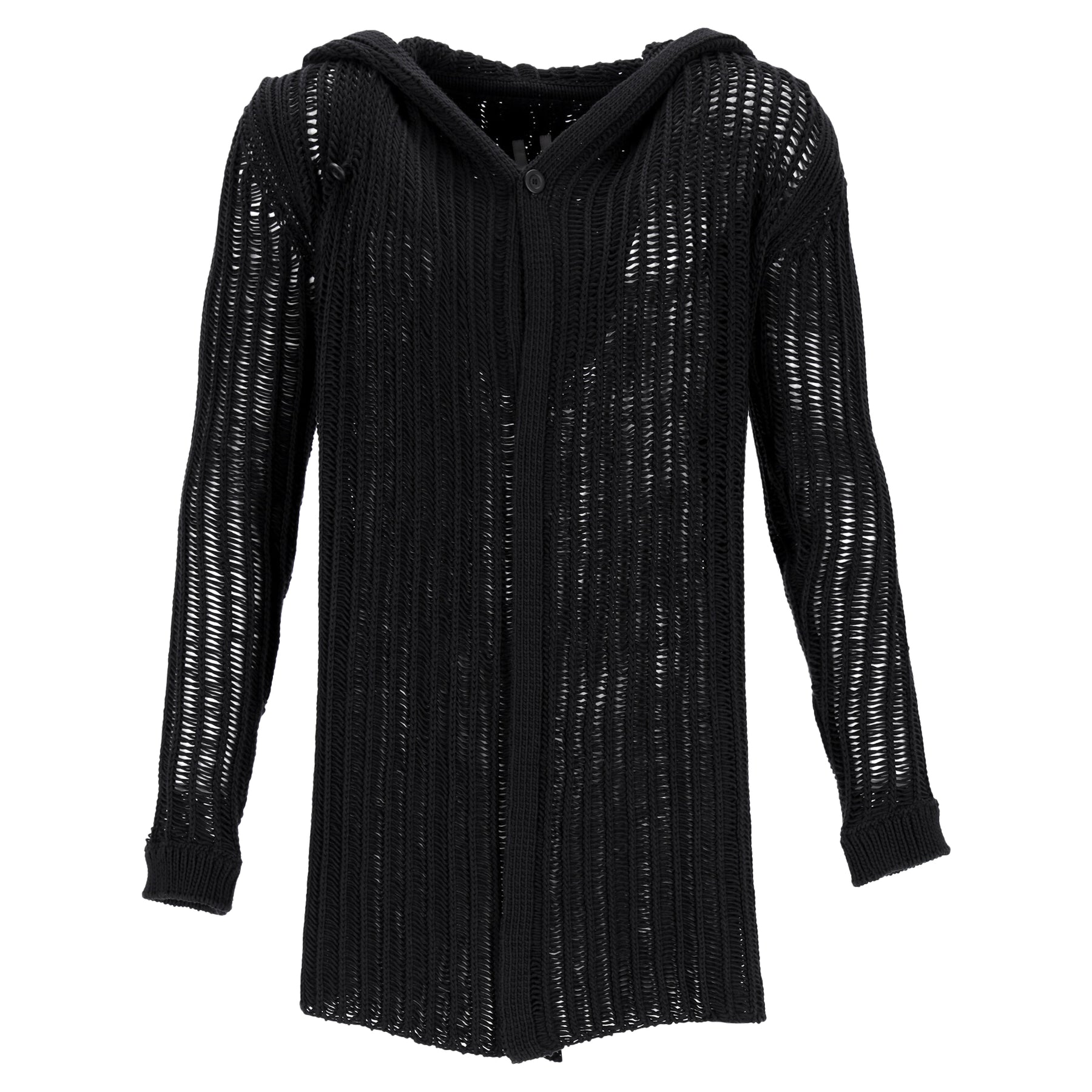 Rick Owens Strickjacke – Wolle, mit Kapuze, Schwarz – 7748639653948