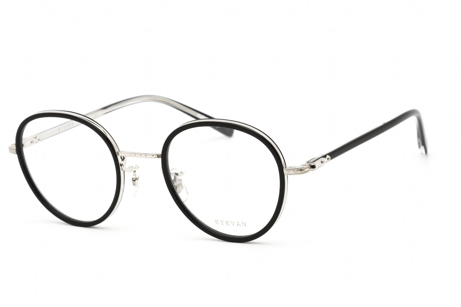 Eyevan E-0501 BKS Brille in runder Form – 48 mm