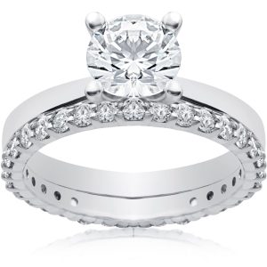 Verlobungsring mit umweltfreundlichem, im Labor gezüchtetem Diamanten und passendem Eternity-Ring, 1 3/4 ct