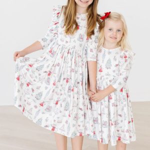 Clara's Christmas Kleid mit schwingendem Rock – Rüschen