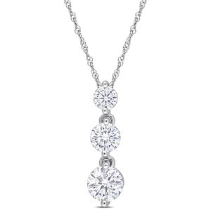 Mimi & Max 1 2/5ct DEW Anhänger – synthetischer Moissanit, Sterlingsilber, abgestuft, drei Steine, Kette