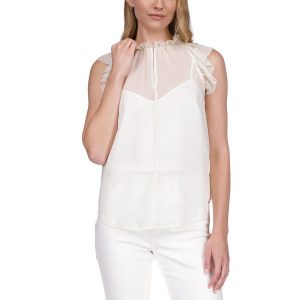 Chiffonbluse mit Rüschen in Kurzgröße