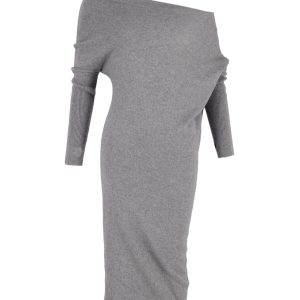 Tom Ford schulterfreies Kleid aus grauem Kaschmir