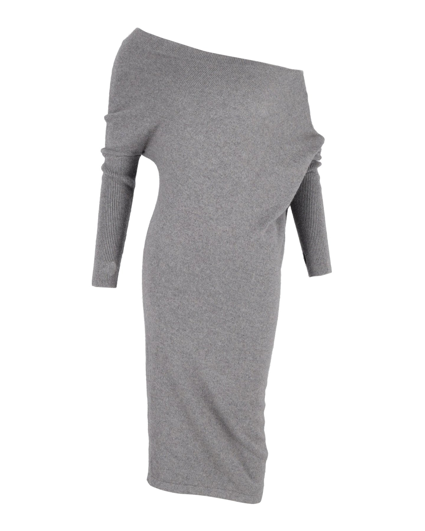 Tom Ford schulterfreies Kleid aus grauem Kaschmir
